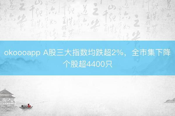okoooapp A股三大指数均跌超2%，全市集下降个股超4400只