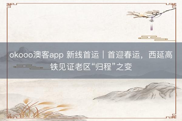 okooo澳客app 新线首运｜首迎春运，西延高铁见证老区“归程”之变