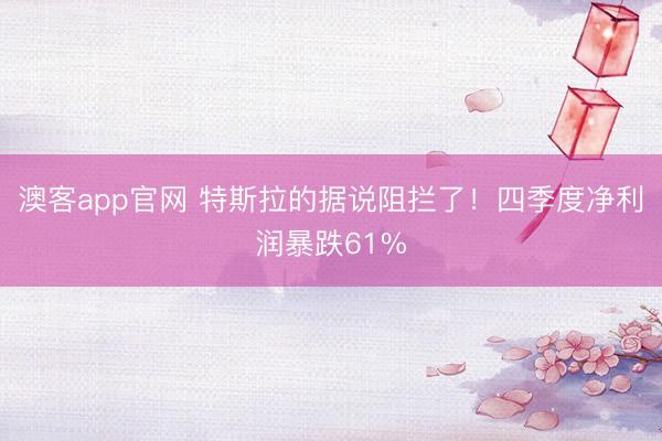澳客app官网 特斯拉的据说阻拦了！四季度净利润暴跌61%