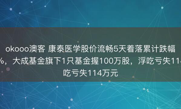 okooo澳客 康泰医学股价流畅5天着落累计跌幅6.93%，大成基金旗下1只基金握100万股，浮吃亏失114万元