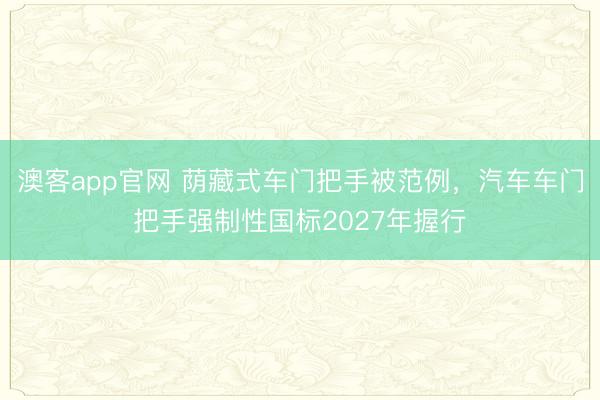 澳客app官网 荫藏式车门把手被范例，汽车车门把手强制性国标2027年握行