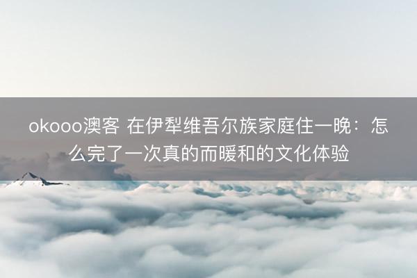 okooo澳客 在伊犁维吾尔族家庭住一晚：怎么完了一次真的而暖和的文化体验