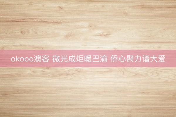 okooo澳客 微光成炬暖巴渝 侨心聚力谱大爱