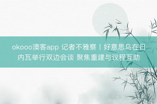 okooo澳客app 记者不雅察丨好意思乌在日内瓦举行双边会谈 聚焦重建与议程互助