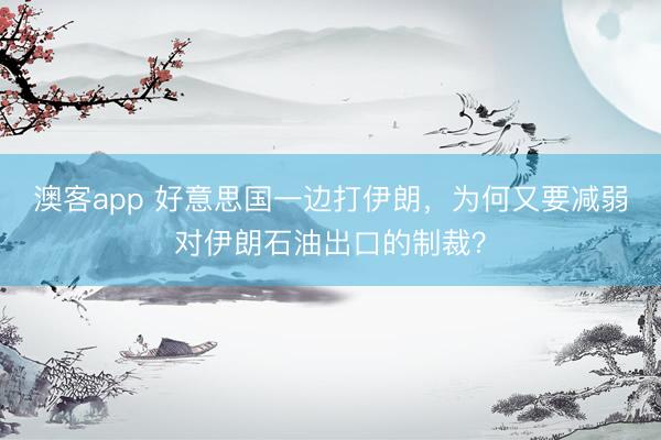 澳客app 好意思国一边打伊朗，为何又要减弱对伊朗石油出口的制裁？