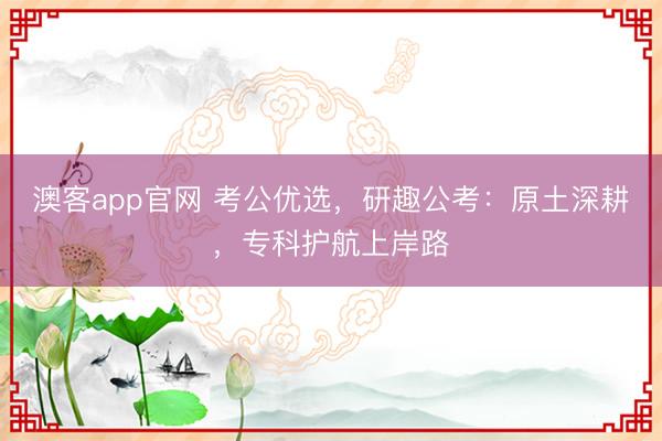 澳客app官网 考公优选,研趣公考:原土深耕,专科护航上岸路