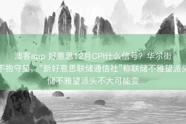 澳客app 好意思12月CPI什么信号?华尔街对本月降息不抱守望,“新好意思联储通信社”称联储不雅望派头不大可能变