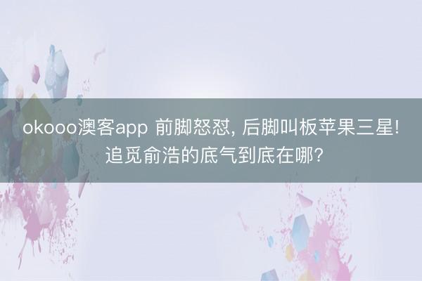 okooo澳客app 前脚怒怼， 后脚叫板苹果三星! 追觅俞浩的底气到底在哪?