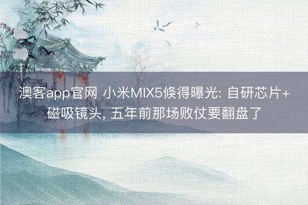 澳客app官网 小米MIX5倏得曝光: 自研芯片+磁吸镜头， 五年前那场败仗要翻盘了