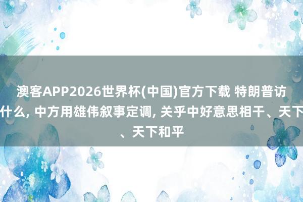 澳客APP2026世界杯(中国)官方下载 特朗普访华谈什么， 中方用雄伟叙事定调， 关乎中好意思相干、天下和平