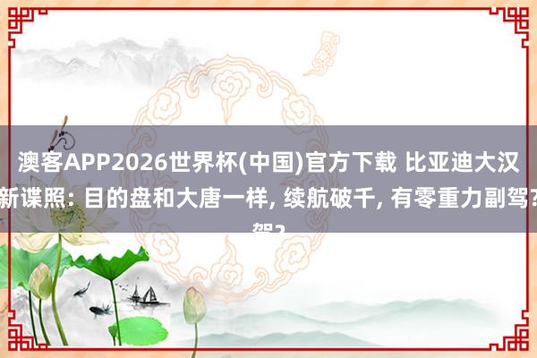 澳客APP2026世界杯(中国)官方下载 比亚迪大汉新谍照: 目的盘和大唐一样， 续航破千， 有零重力副驾?