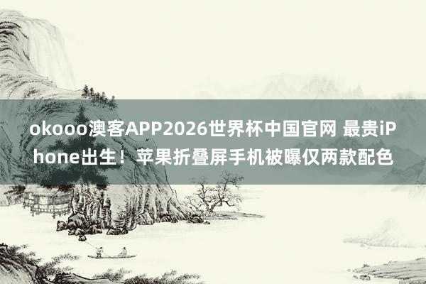 okooo澳客APP2026世界杯中国官网 最贵iPhone出生！苹果折叠屏手机被曝仅两款配色