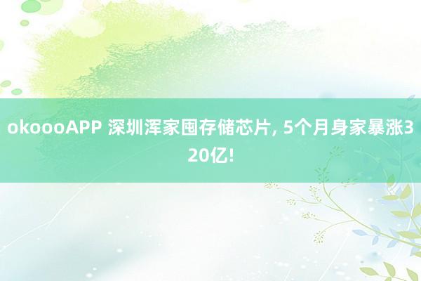 okoooAPP 深圳浑家囤存储芯片， 5个月身家暴涨320亿!