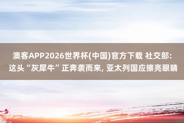 澳客APP2026世界杯(中国)官方下载 社交部: 这头“灰犀牛”正奔袭而来， 亚太列国应擦亮眼睛