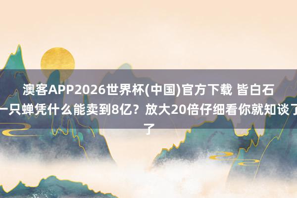 澳客APP2026世界杯(中国)官方下载 皆白石一只蝉凭什么能卖到8亿？放大20倍仔细看你就知谈了