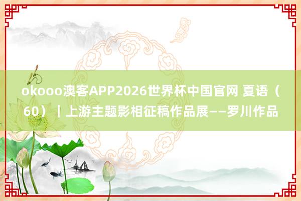 okooo澳客APP2026世界杯中国官网 夏语(60)|上游主题影相征稿作品展——罗川作品