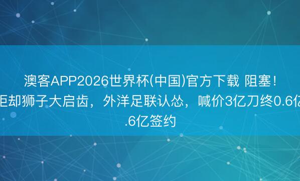 澳客APP2026世界杯(中国)官方下载 阻塞!央视拒却狮子大启齿,外洋足联认怂,喊价3亿刀终0.6亿签约