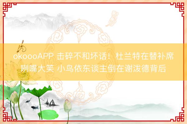 okoooAPP 击碎不和坏话！杜兰特在替补席咧嘴大笑 小鸟依东谈主倒在谢泼德背后