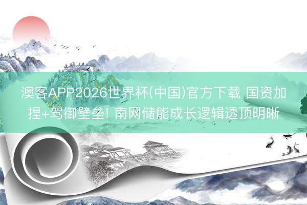 澳客APP2026世界杯(中国)官方下载 国资加捏+驾御壁垒! 南网储能成长逻辑透顶明晰