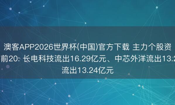 澳客APP2026世界杯(中国)官方下载 主力个股资金流出前20: 长电科技流出16.29亿元、中芯外洋流出13.24亿元