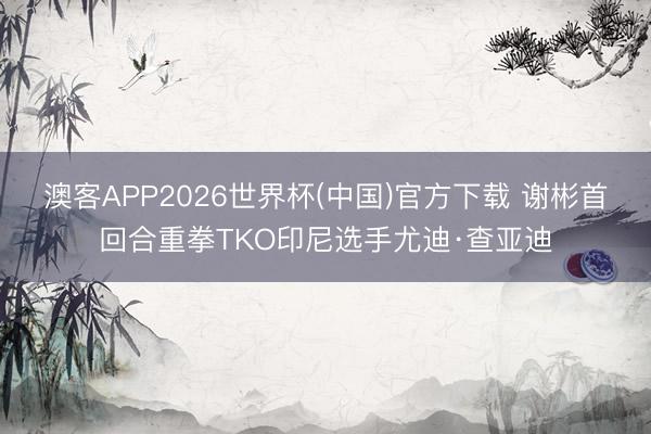 澳客APP2026世界杯(中国)官方下载 谢彬首回合重拳TKO印尼选手尤迪·查亚迪