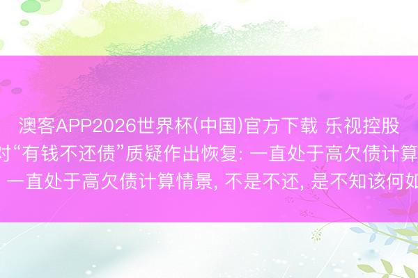 澳客APP2026世界杯(中国)官方下载 乐视控股被归附本质26亿元， 针对“有钱不还债”质疑作出恢复: 一直处于高欠债计算情景， 不是不还， 是不知该何如还
