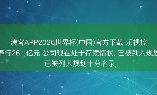 澳客APP2026世界杯(中国)官方下载 乐视控股被收复奉行26.1亿元 公司现在处于存续情状， 已被列入规划十分名录