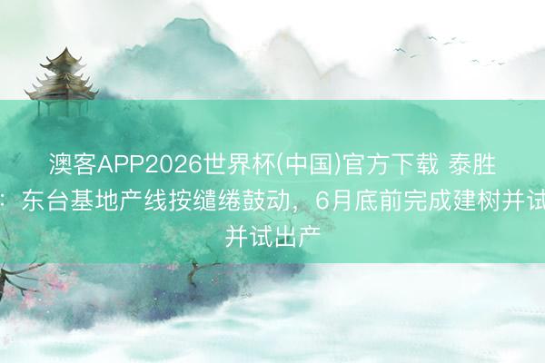 澳客APP2026世界杯(中国)官方下载 泰胜风能：东台基地产线按缱绻鼓动，6月底前完成建树并试出产