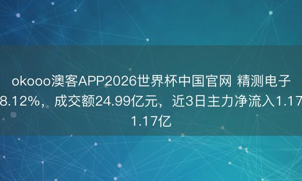 okooo澳客APP2026世界杯中国官网 精测电子涨8.12%,成交额24.99亿元,近3日主力净流入1.17亿