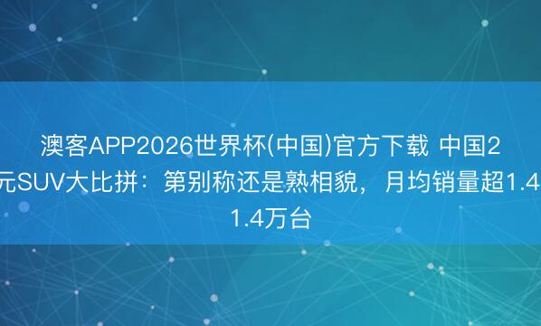 澳客APP2026世界杯(中国)官方下载 中国20万元SUV大比拼:第别称还是熟相貌,月均销量超1.4万台