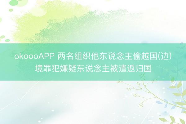 okoooAPP 两名组织他东说念主偷越国(边)境罪犯嫌疑东说念主被遣返归国