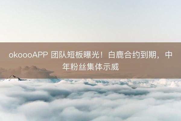 okoooAPP 团队短板曝光！白鹿合约到期，中年粉丝集体示威