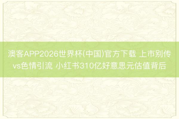 澳客APP2026世界杯(中国)官方下载 上市别传vs色情引流 小红书310亿好意思元估值背后